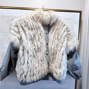 Vintage Saga Fox Fur Jacket | Silver Fox Leather Bomber Luxury Statement Coat